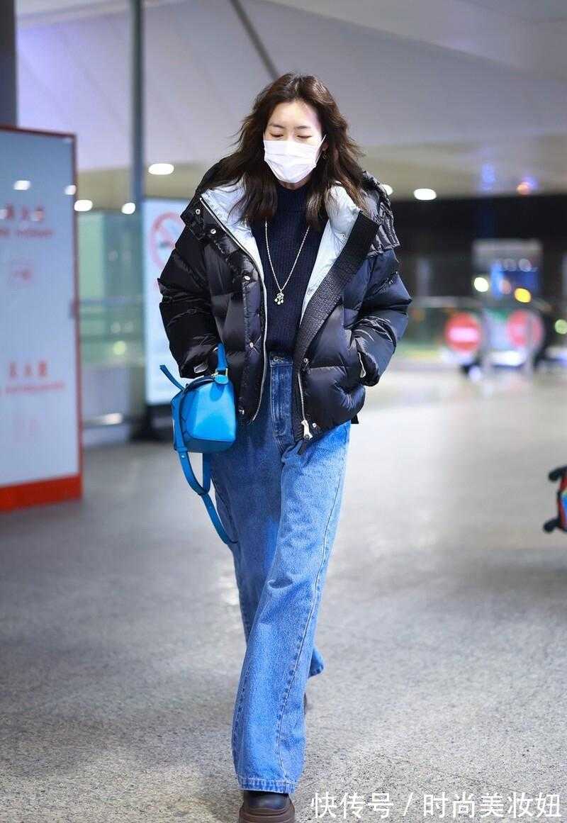 上下身|刘雯才是穿衣“天花板”,短羽绒服配直筒裤,1米2大长腿真抢镜
