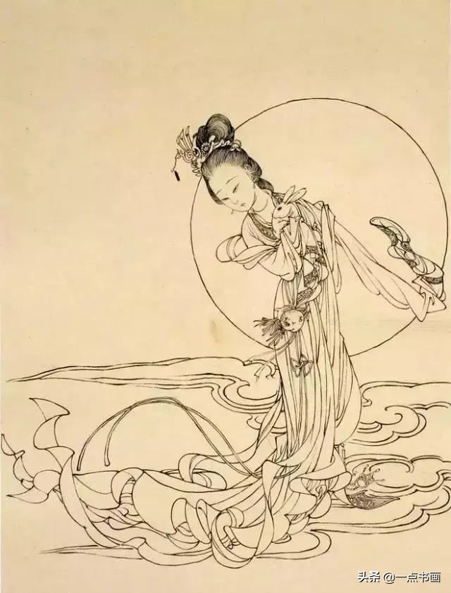 白描！他的白描被评为“当代第一”，画仕女独辟蹊径