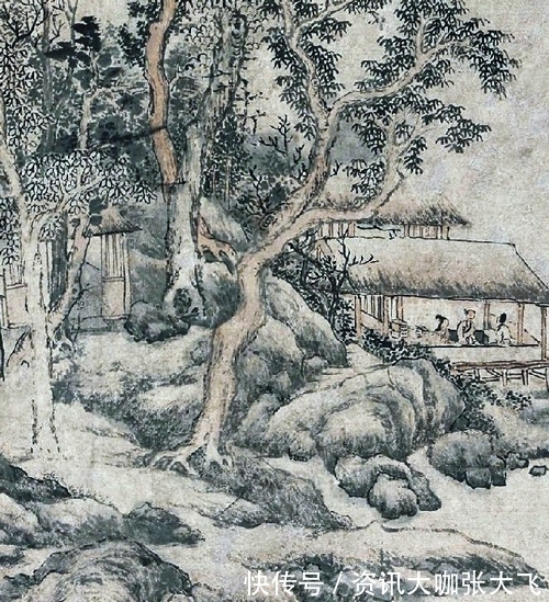 文人$文徵明弟子,爱画山林野趣,居节绘《溪山草亭》