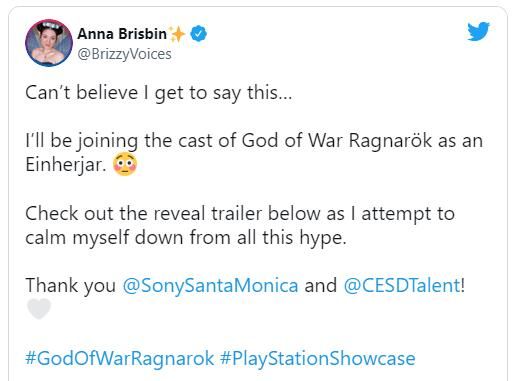 eliz多为配音演员表示将加盟《战神:诸神黄昏》