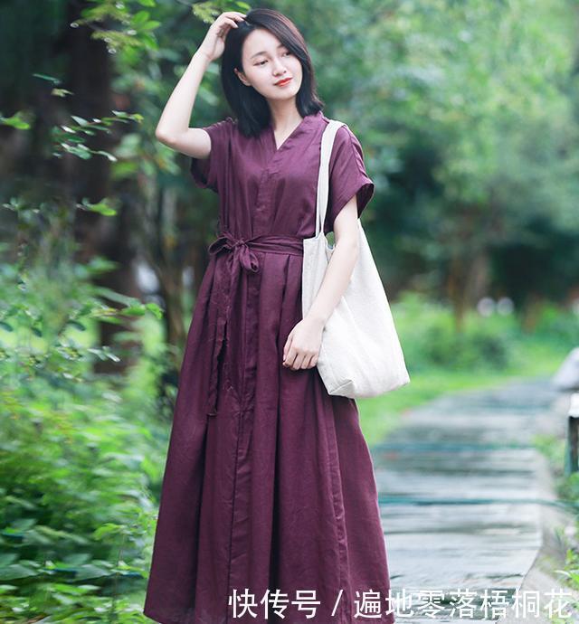 棉麻|时尚的棉麻连衣裙,四五十岁女穿,显得温文尔雅