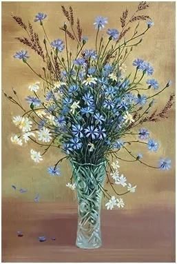 画家#一朵野花觅仙境,刘子舆《夏花》入选俄“隆咖艺术展”