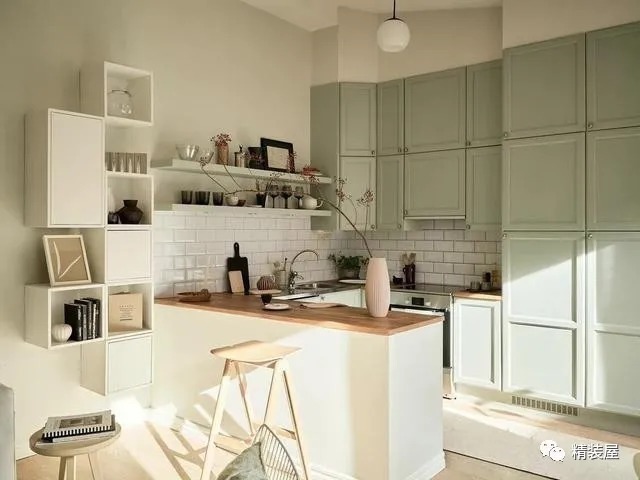 浅绿色|50平北欧小户型住宅,粉嫩绿色加上美美的阳光,清新简约真的赞