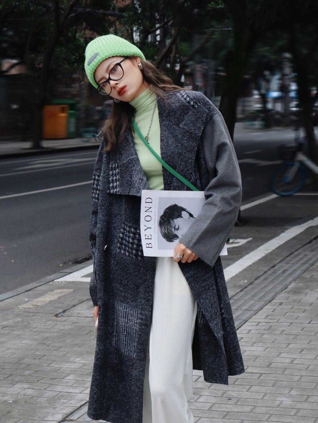 保暖 别穿烂大街的纯色大衣了,试试撞色大衣,保暖舒适又高级