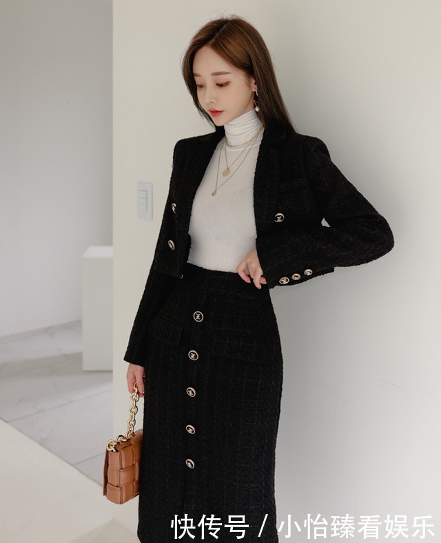 孙允珠每日穿搭:威廉男爵气质高冷俊俏西装裙