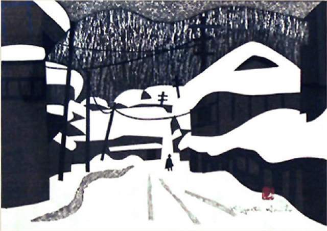 版画!日本近代版画大师斋藤清冬日雪景系列版画作品