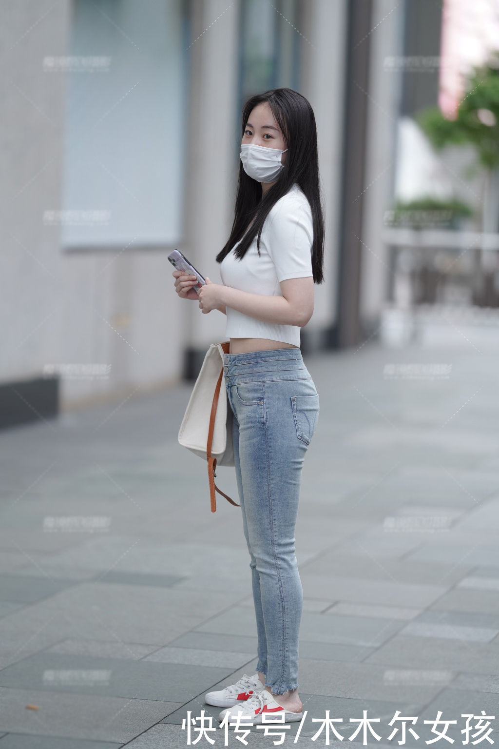 夏季|针织短袖露脐衫，配修身牛仔裤，清凉舒适又简单美丽大方