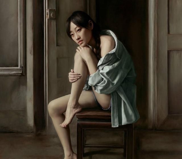 油画$冷军遇到真高手,超细腻的油画作品,人物眼神充满故事