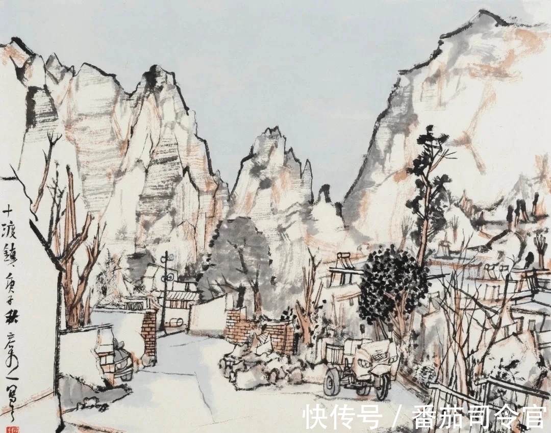 写意山水画|林容生一组写意山水画,每张都带高清局部,看清线的造型