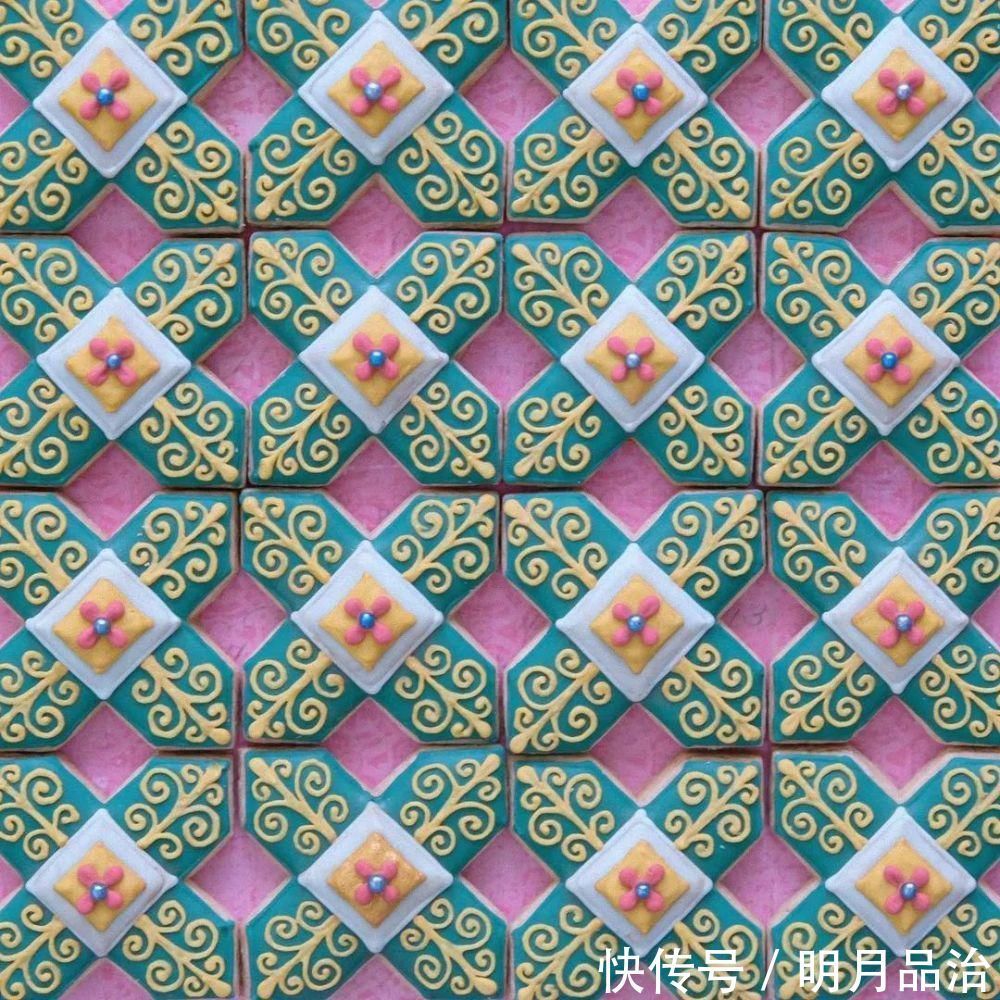 糖霜饼干|美到舍不得吃！甜品师手作花砖饼干，救救老夫的少女心！