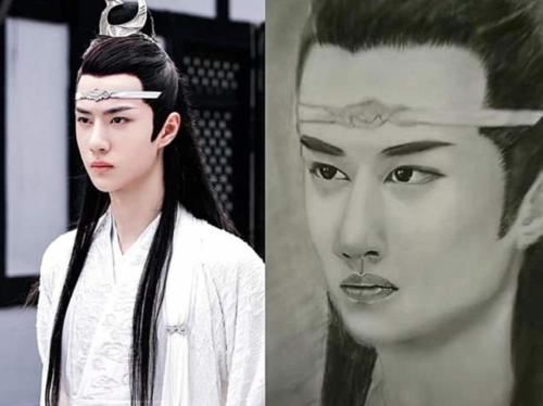 花千骨@当美术生爱上画明星,鞠婧祎的脸太搞笑,最后一张是绘画高手