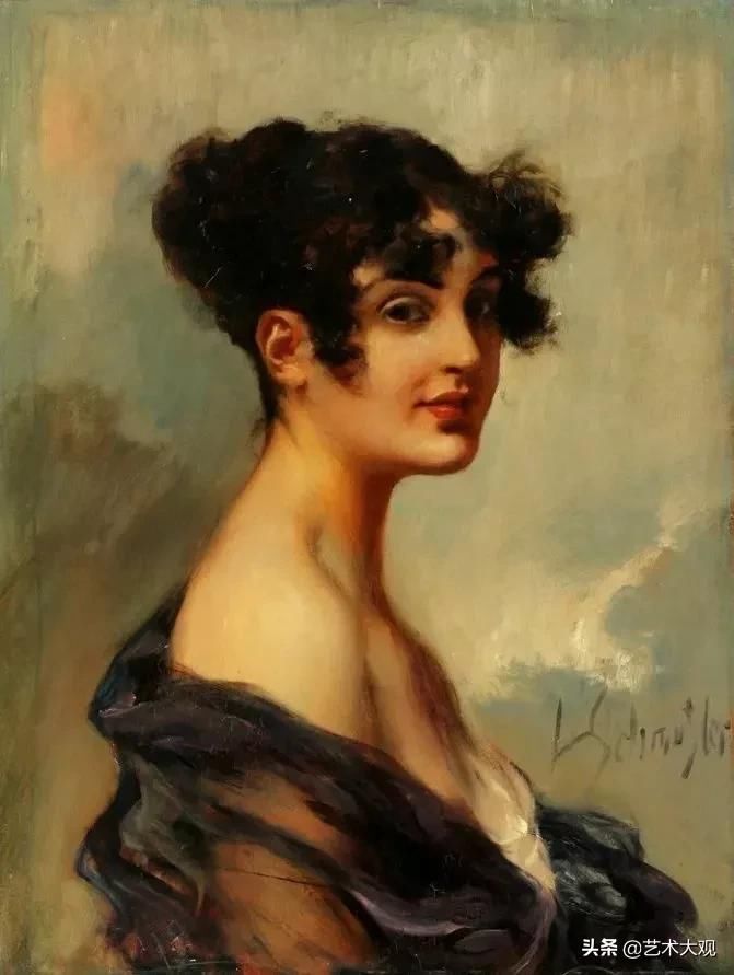 欧洲&风韵迷人的欧洲女郎德国画家利奥波德人物油画欣赏
