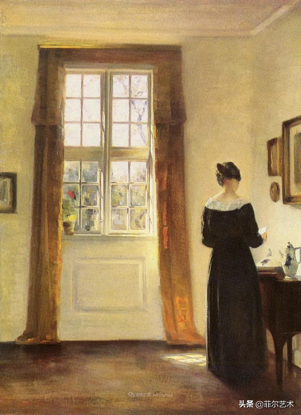 kol|丹麦画家卡尔·维尔赫姆笔下油画里安静的女子,奇妙的光影
