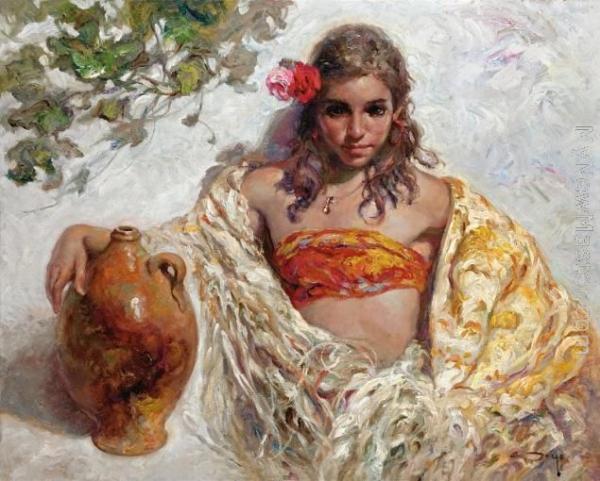 西班牙!千人一面的现代型美女;西班牙画家Jose Royo写实人物油画