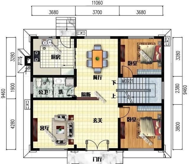 别墅|两栋面宽11米多的新中式别墅，黄+棕为主色调，满满时尚感