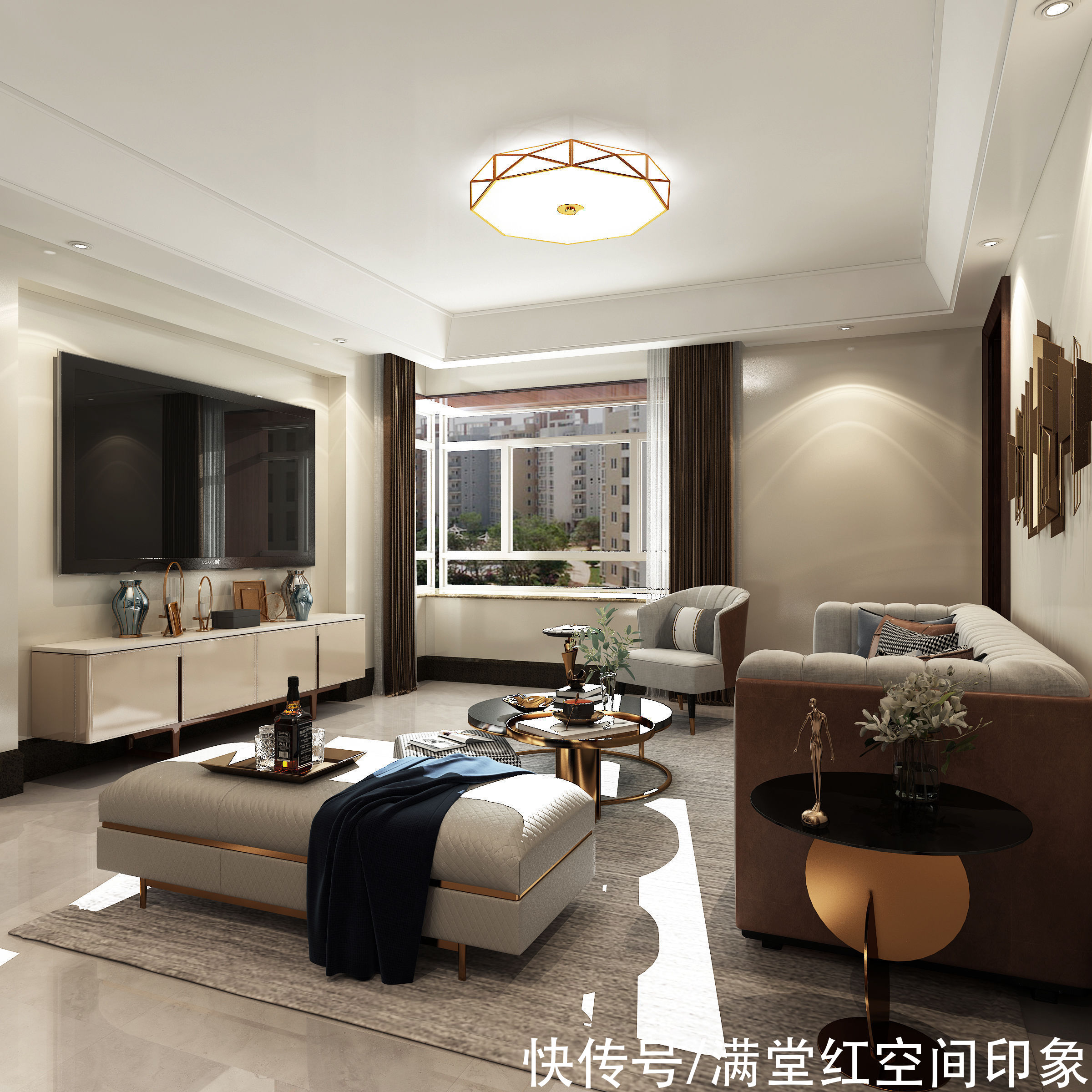 棕褐色|现代中欧混搭的装修风格
