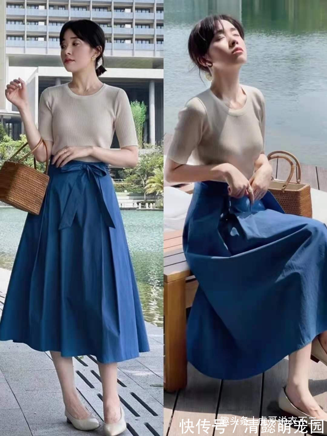 单品|这才是40岁女人必须会的夏日打扮,“针织衫+半裙”,照着穿真美