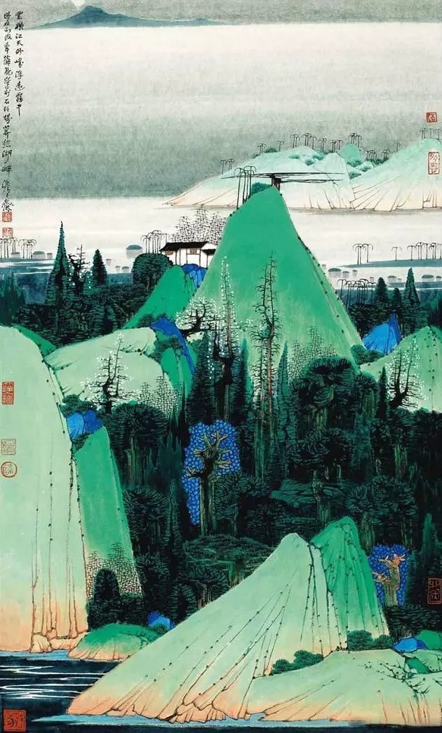 山水画$“江南鬼才”笔下的工笔山水画,色彩丰富,太震撼了!