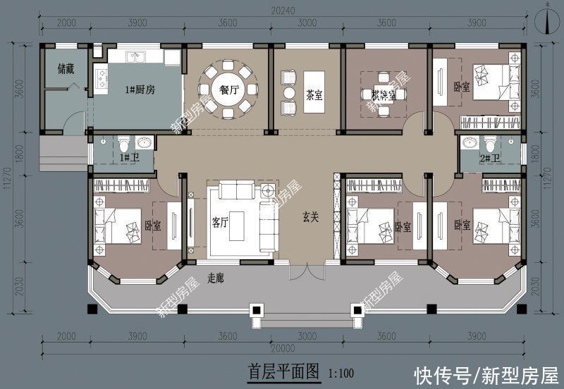 外廊|10套一层农村别墅图纸，第6套建的人最多，最后一套颜值最高