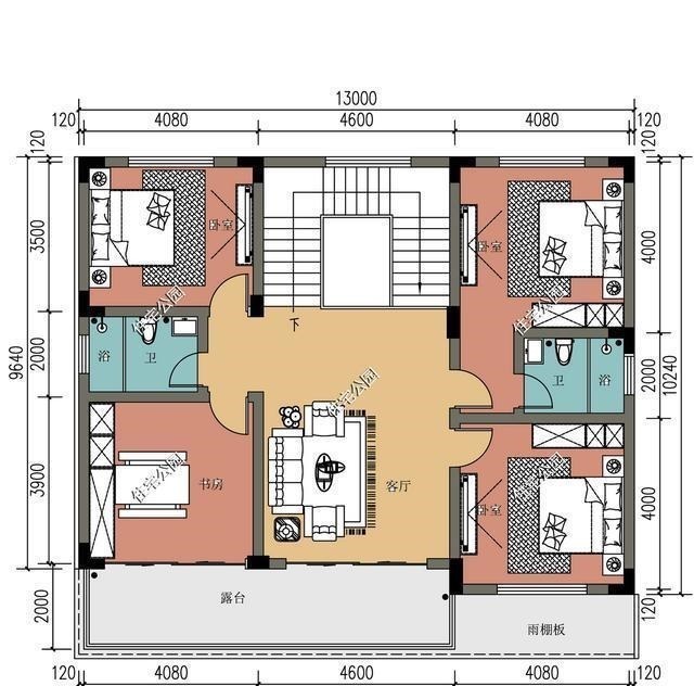 入户门|13×10米现代二层别墅,农村盖房,设计两个入户门真的好吗?