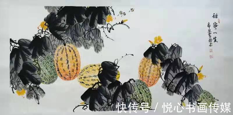 哈密瓜&河南省美协理事,著名瓜果画家史书玲国画作品欣赏