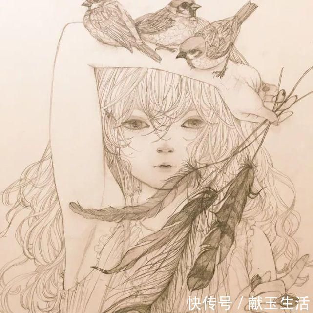 铅笔#她的铅笔插画,画出每个女孩的心声,美到让人陶醉~