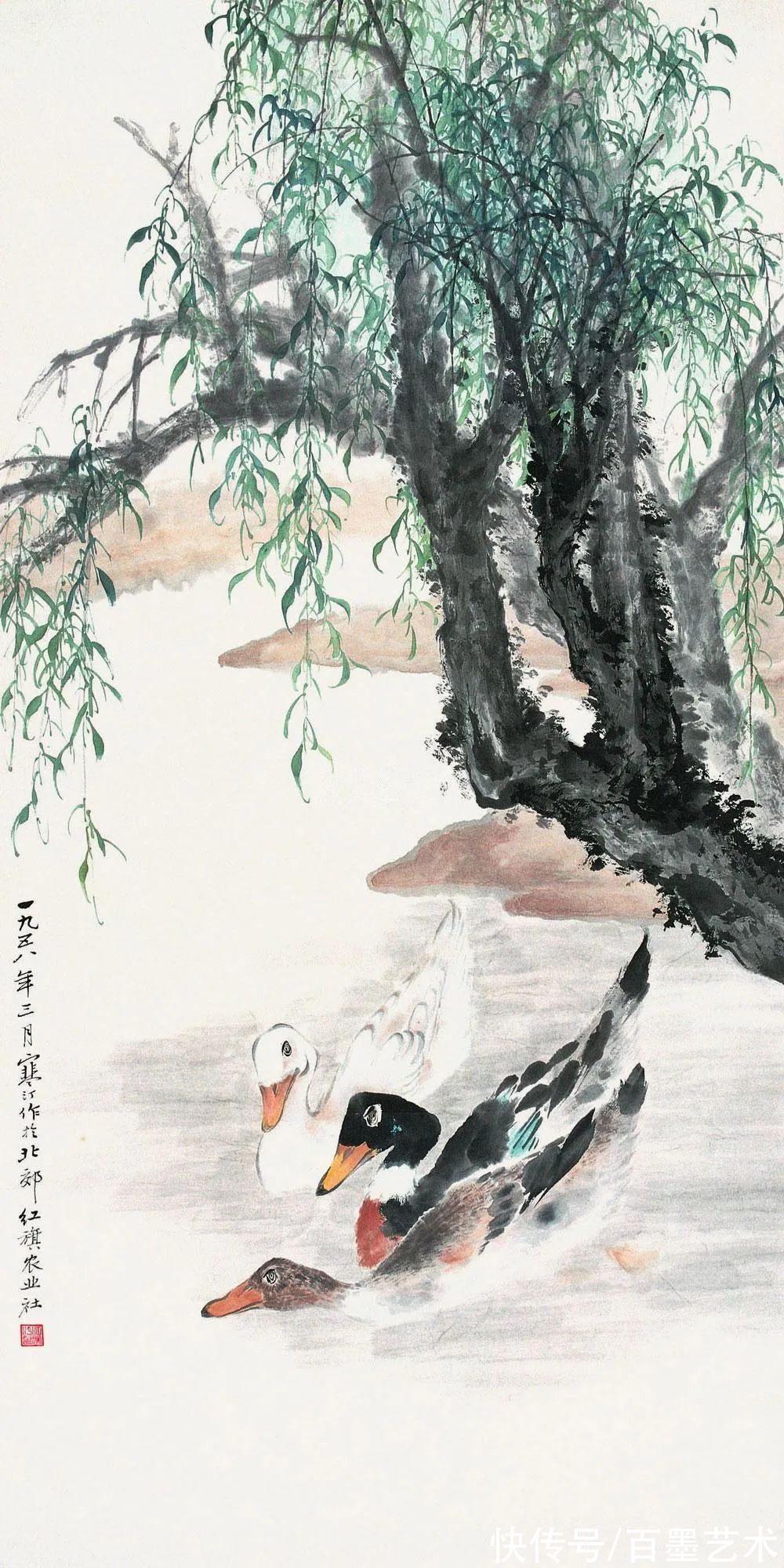 郑午昌@春风拂柳，春意浓！大师笔下的春柳太美了