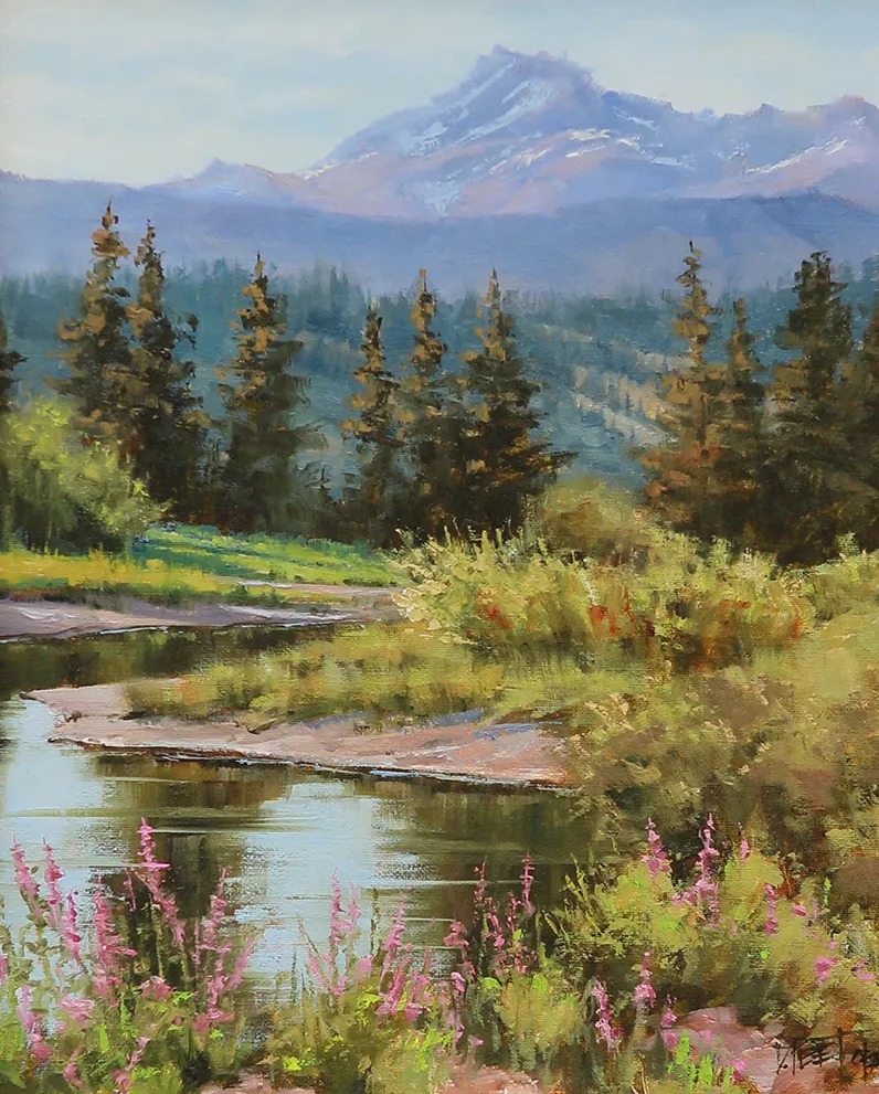 油画&她的风景油画清新自然，浪漫且又淳朴