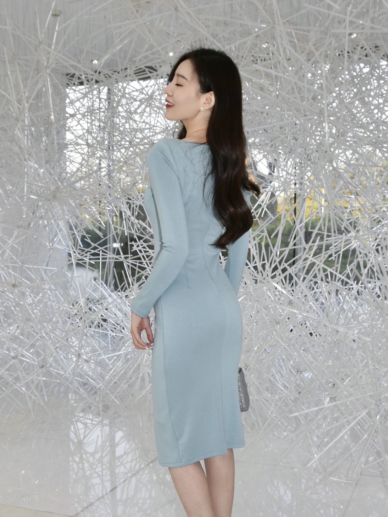 淡雅 职场穿搭丨别致淡雅蓝飘带裙,完美呈现了什么叫做女性该有的优雅