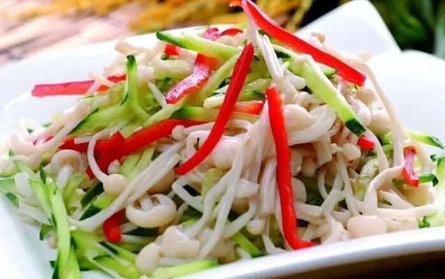 清淡素菜,金针菇拌莴笋,儿童多食助发育增智力