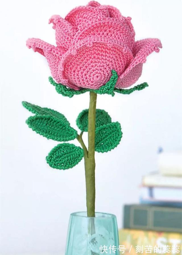 钩针玫瑰花,这么漂亮的花,都是一针一线钩出来的!附图解教程