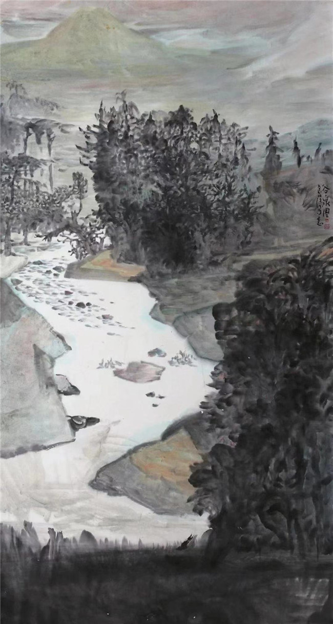 吴良@艺术鉴赏网:山水画名家吴良发“色墨混合”艺术构想