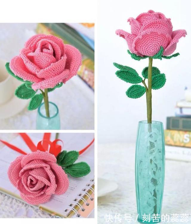 钩针玫瑰花,这么漂亮的花,都是一针一线钩出来的!附图解教程