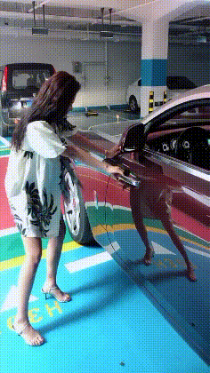 |搞笑GIF:看妹子惊慌的样子,肯定没有开过这样的车门