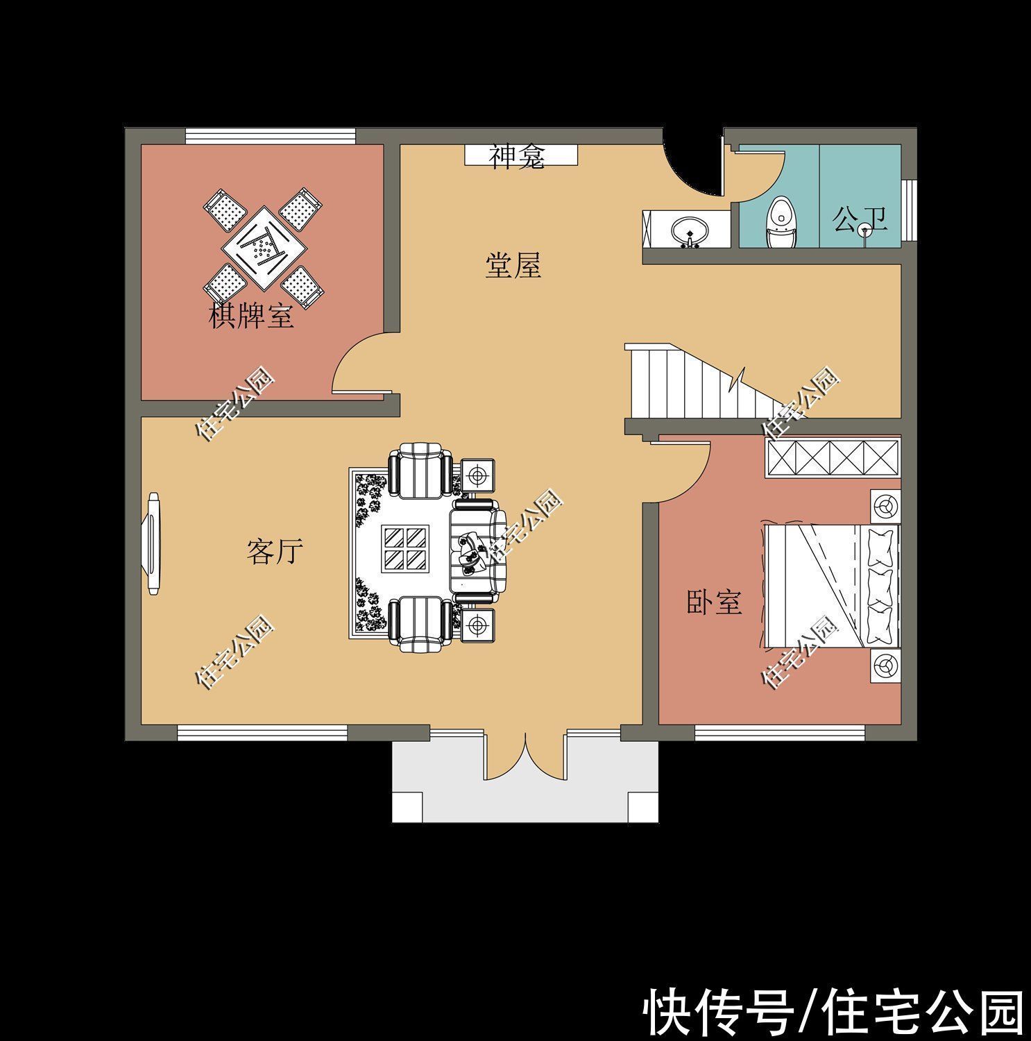 户型|10套带堂屋的户型，占地面积都不大，网友：这才是适合农村的房子