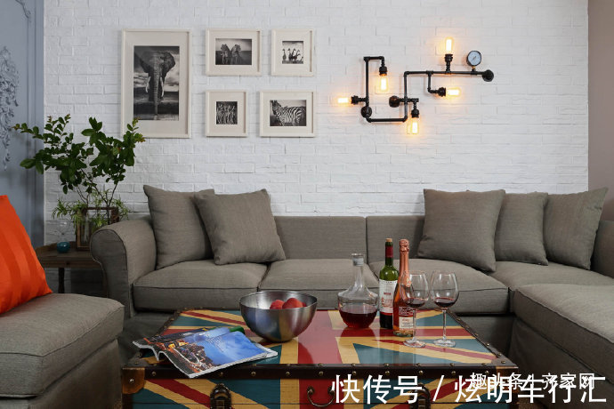 美式|120平混搭，工业风灯饰，美式圆角桌，是自由的样子！
