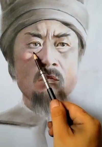 好汉|美术生绘画及时雨宋公明,梁山好汉何在?网友:就是这货,带着众好汉入的坑