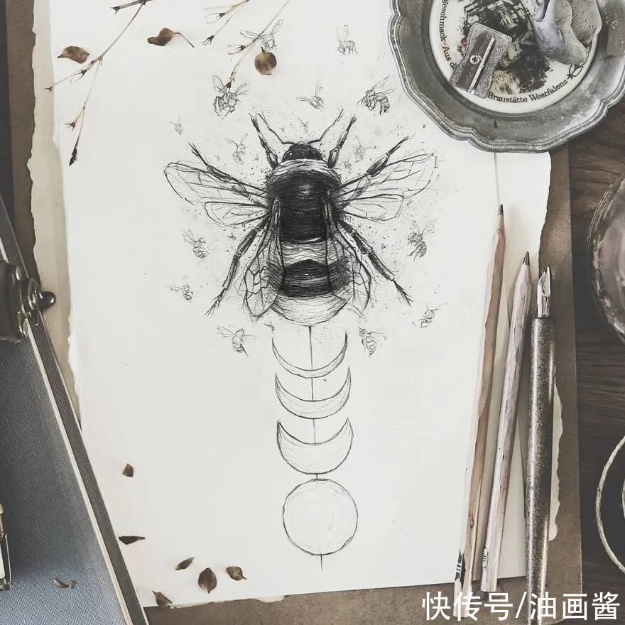 素描@艺术家公开自己的速写本,风格化的动物素描,?个个惹人爱