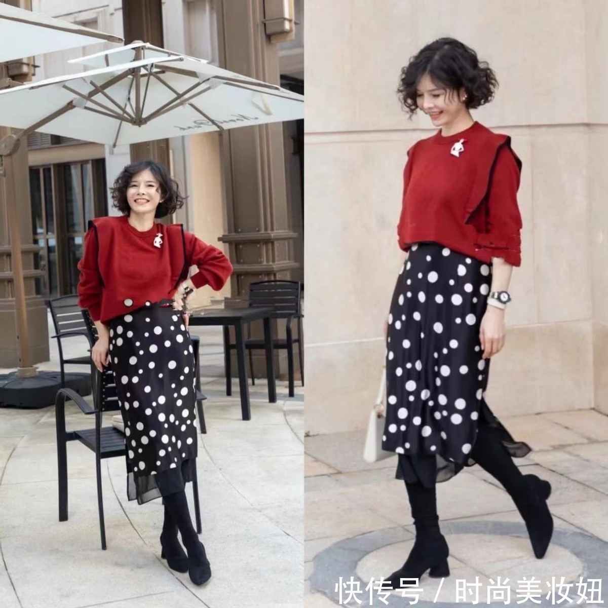 大长腿|四五十岁的女人,别穿得太老气,学她的搭配俏皮减龄还洋气