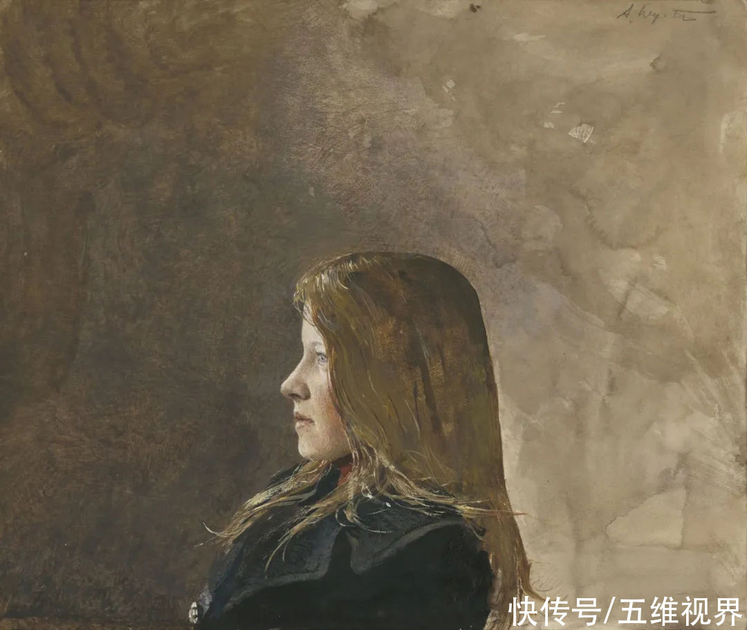 水彩|「名家作品」安德鲁·怀斯水彩侧面人像