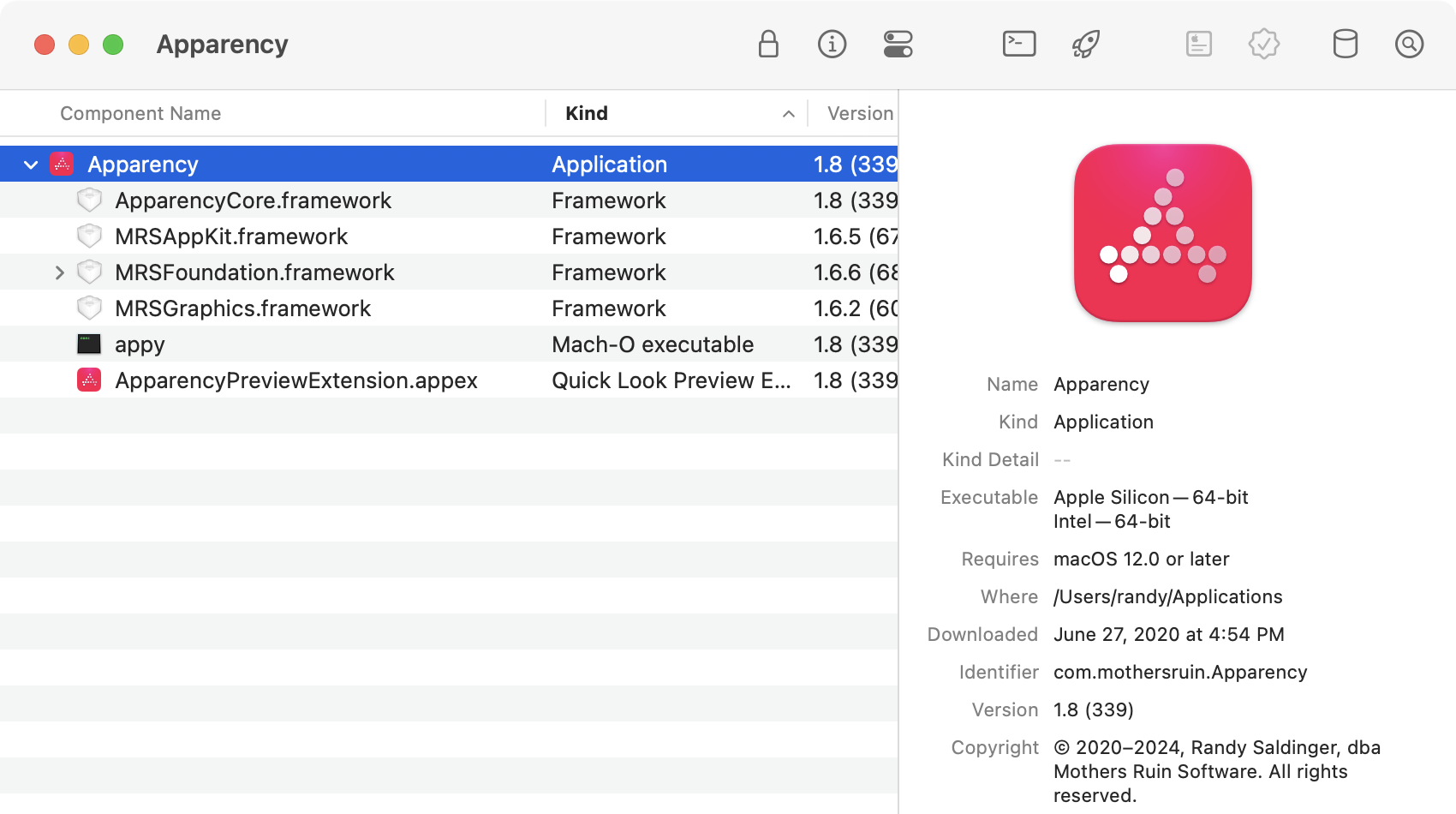 Apparency for Mac v1.6.1 查看软件基本信息-下载否
