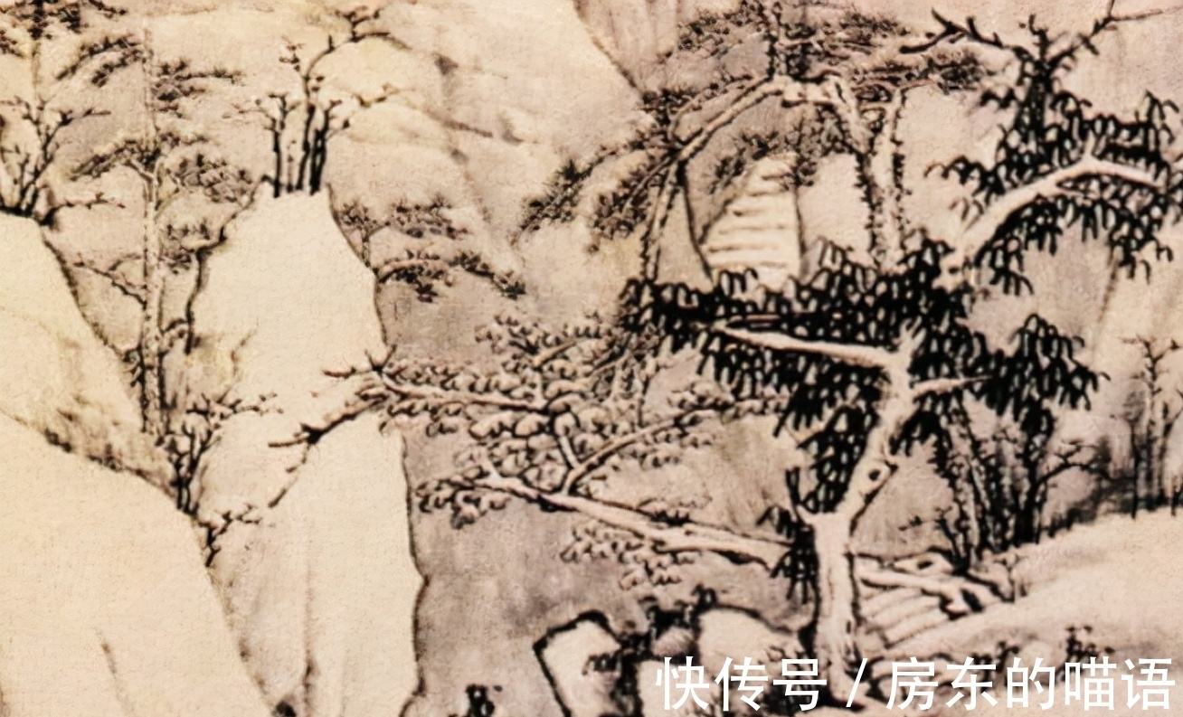 绘画#古画《松雪图》欣赏：笔墨虚实变化巧妙，突显古人绘画的内容