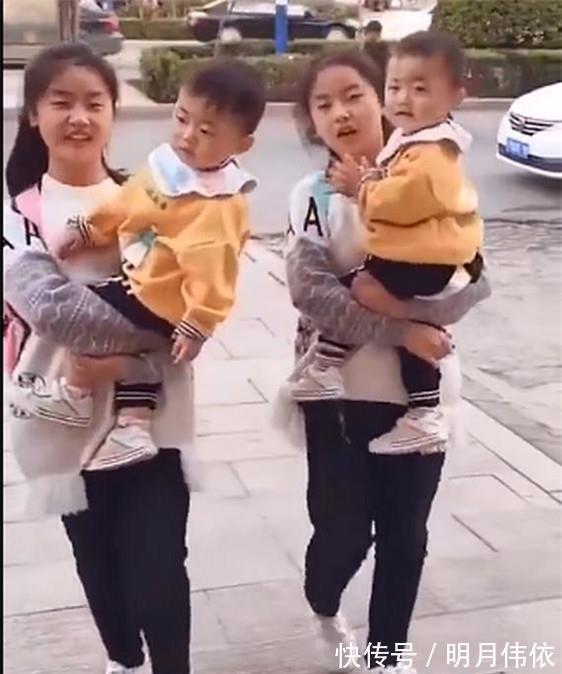 双胞胎女儿|“超幸运”夫妻火了双胞胎女儿抱双胞胎儿子,网友太会生了