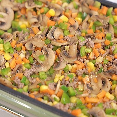 时蔬|口蘑牛肉时蔬鸡蛋饼