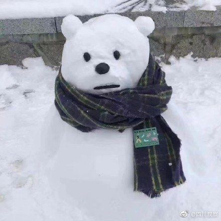 女儿|为女儿堆的大熊雪人火了