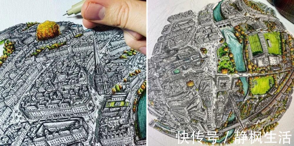 中国文化$英国小伙用针管笔画出了最美中国地图,独一无二的中国风