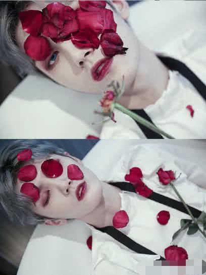 吸血鬼|小伙仿妆吸血鬼,拿掉脸上玫瑰花后真是邪魅,笑起来的时候暴露了