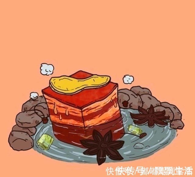 红烧肉|如此有趣可爱的美食插画，真的不得不佩服插画师的脑洞