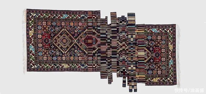  地毯作品|上半部分看起来正常的地毯，渐渐跑偏了，效果还挺美