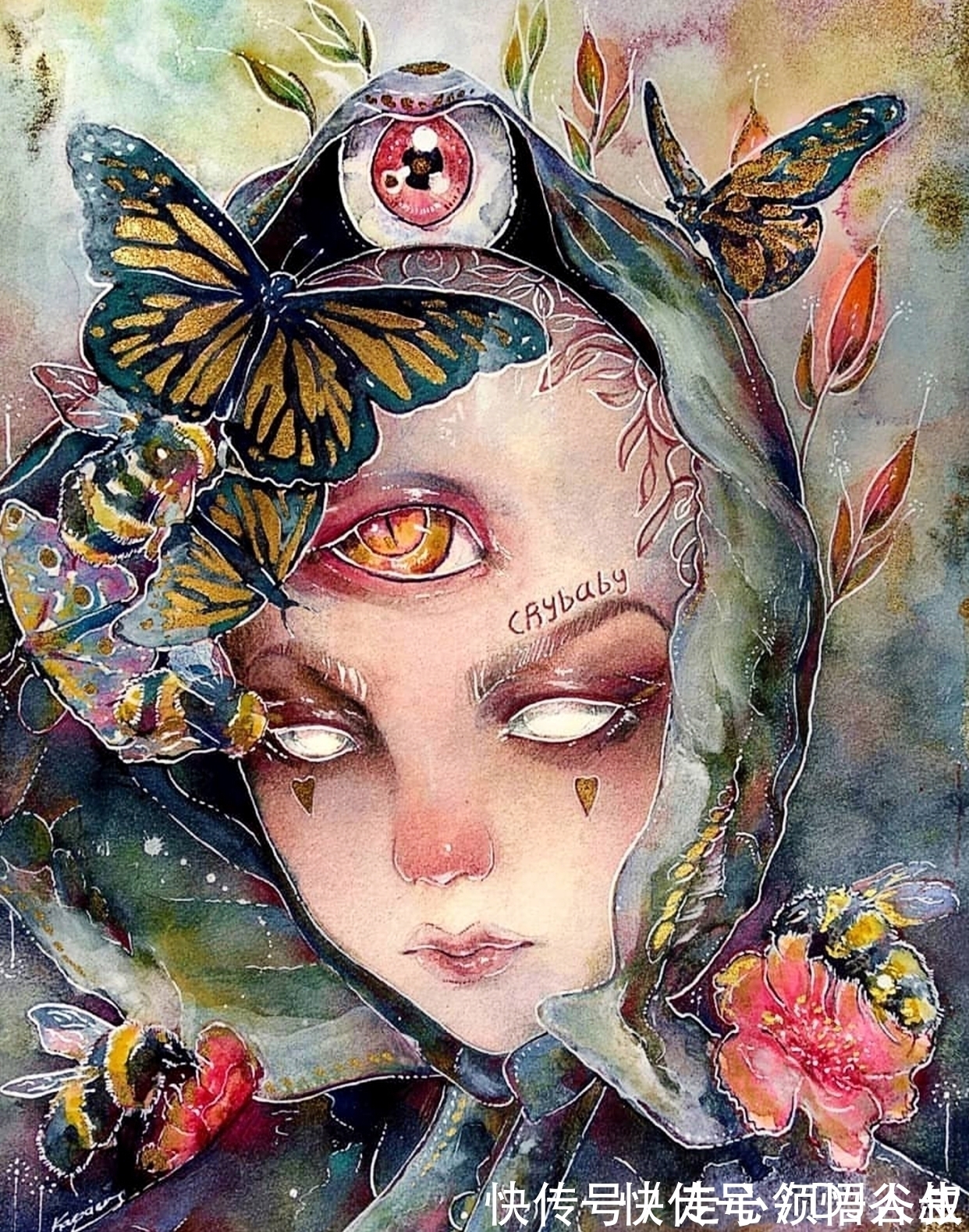 珀耳塞福涅&寂静宇宙中的明眸:色彩与金箔的交融,插画家卡法西斯的神话四季